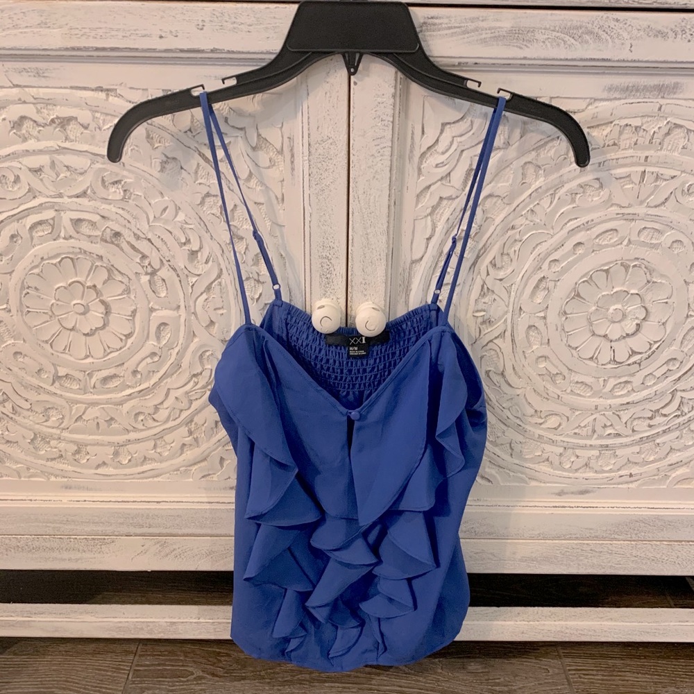 Forever21 royal blue blouse ruffle tank